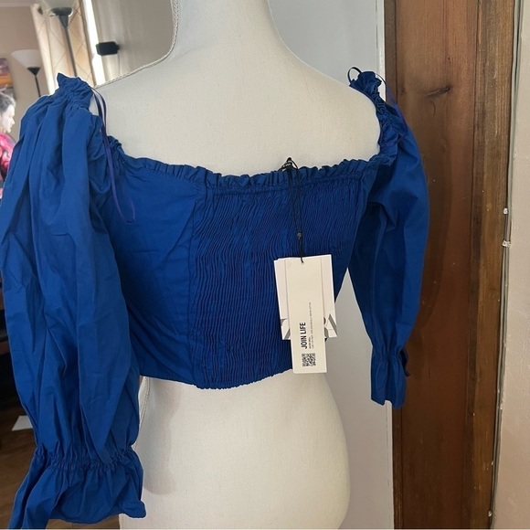 Zara poplin blue crop top - Picture 8 of 16